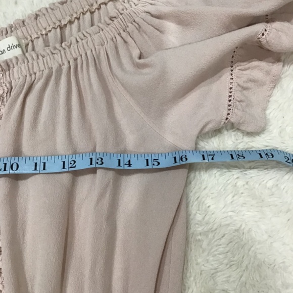 Ocean Drive Women Size Med Baby Pink Off Shoulder Eyelet Crochet Mini Dress Boho - Picture 10 of 11